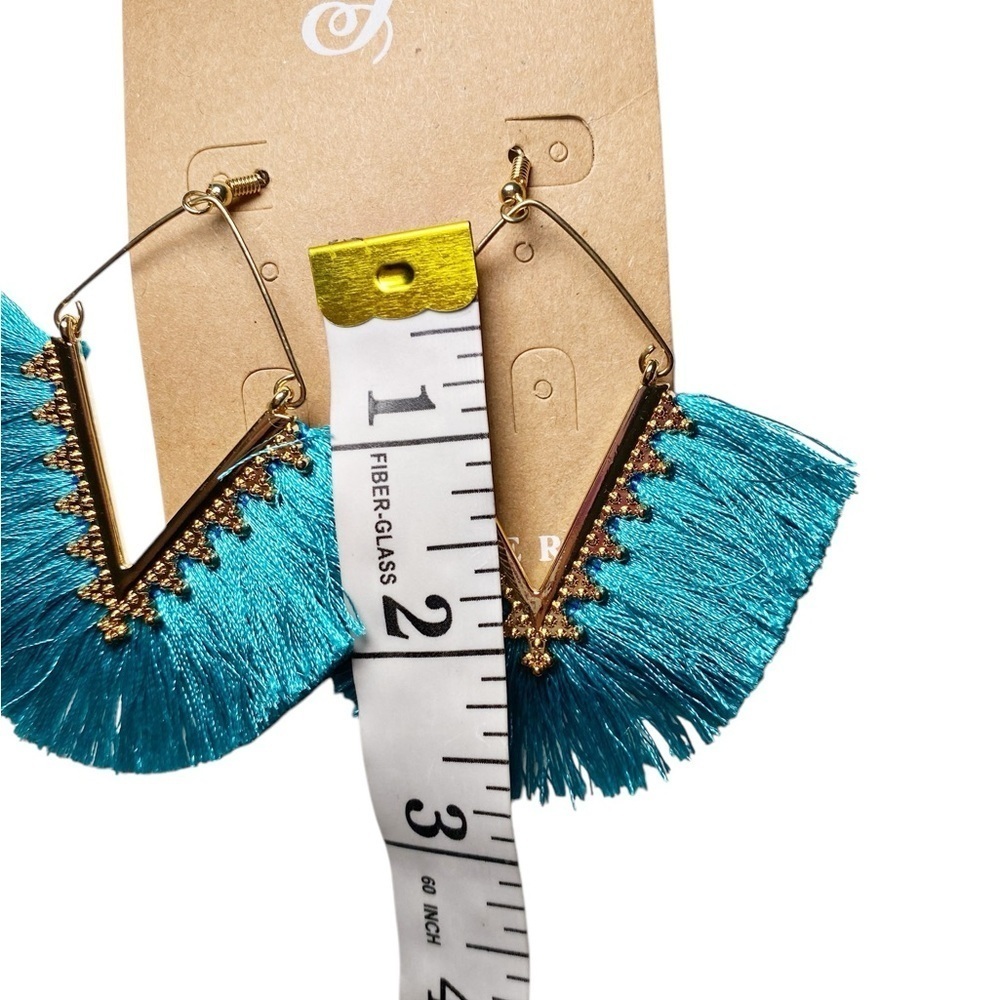 Plunder Jaymes Blue Tassel Earrings - Picture 3 of 4